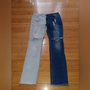 Two-Tone Distressed Jeans 32x29